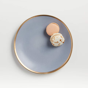 Plato de Ensalada con Borde Dorado Gris Addison