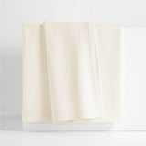 Manta para cama de matrimonio de algodón orgánico cepillado color marfil ártico/Queen