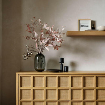 Cómoda de 6 cajones de ratán y madera de roble natural Campagna.