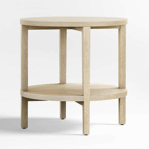 Clairemont Mesa Auxiliar Redonda de Madera de Roble Natural con Estante.