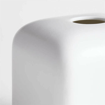 Tapa de caja de pañuelos cuadrada de cerámica blanca Eli.