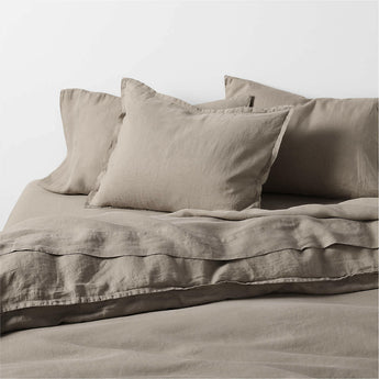 Natural European Flax ™-Certified Linen Clay Taupe Full/Queen Funda nórdica.