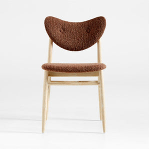 Silla auxiliar de comedor tapizada en madera de roble natural cerusa Frederique