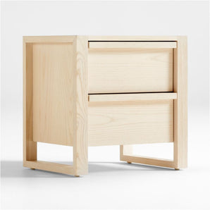 Mesilla de noche infantil Gemini de madera de fresno con 2 cajones