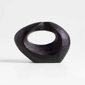 Escultura decorativa de madera oscura Izumo 8".