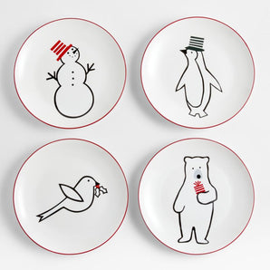 Joan Anderson Arctic Friends Platos de ensalada Navidad , set de 4