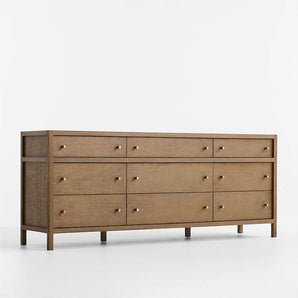 Cómoda Keane de madera maciza de deriva con 9 cajones