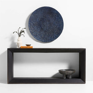 "Kioko" Arte de pared en papel maché texturizado azul de 35".