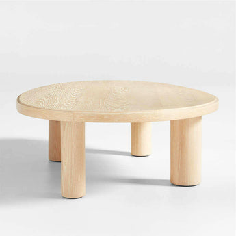 Mesa de centro asimétrica de 56" de madera de roble natural La Sal.