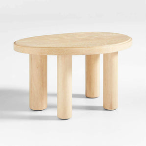 Mesa auxiliar asimétrica pequeña de madera de roble natural La Sal.