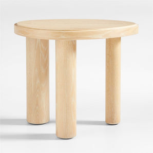 Mesa auxiliar asimétrica de madera de roble natural La Sal
