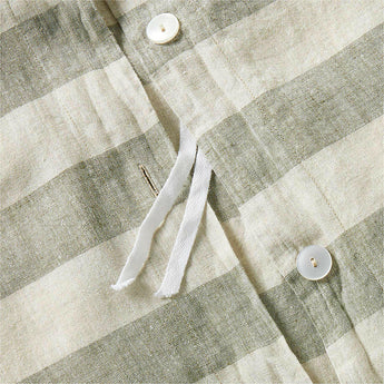 Nuevo Lino Natural Certificado EUROPEO™ Cabaña Raya Arcadia Tan/Verde Quemado Full/Queen Funda nórdica.