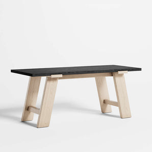 Escritorio Madison de madera ebonizada con base blanqueada