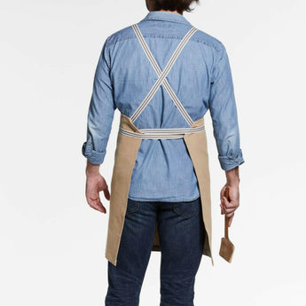 Delantal Oslo Cross-Back Beige Natural con bolsillo.