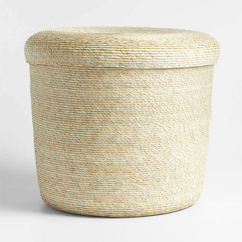 Papelera mediana tejida Palmera con tapa.