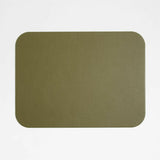 Mantel Individual Rizzo Easy Care de Piel Reciclada Reversible Verde Desert y Marrón Claro Rectangular.