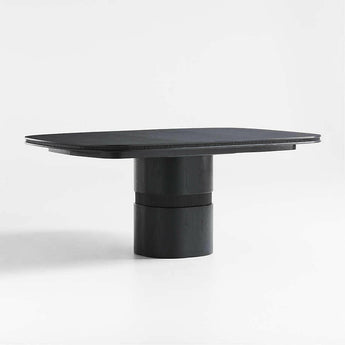 Roseau 48"-70" Charcoal Mesa de comedor extensible de madera negra.