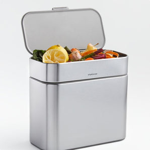 Recipiente para compost Simplehuman de 4 litros, acero inoxidable cepillado