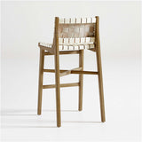 Taburete Taj de cuero blanco con correa.