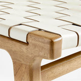 Taburete Taj de cuero blanco con correa.