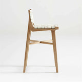 Taburete Taj de cuero blanco con correa.