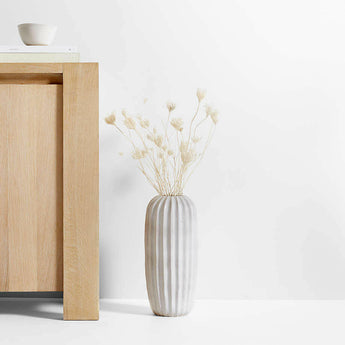 Jarrón de suelo de gres blanco Warren 20".