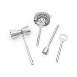 Juego de herramientas para bar de madera y mármol.