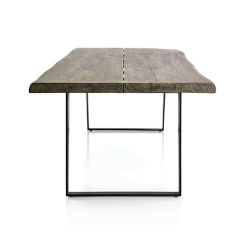 Mesa de comedor de madera maciza Yukon Weathered Grey Live Edge.