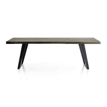 Mesa de comedor de madera maciza Yukon Weathered Grey Live Edge.