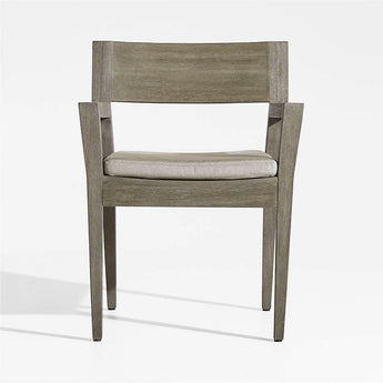 Andorra Madera Gris Envejecida Exterior Silla de comedor con Taupe Cojín.