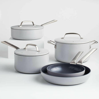 Crate & Barrel EvenCook Juego de utensilios de cocina antiadherentes de cerámica gris cerámico ™ de 8 piezas con bonificación.