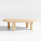 Mesa de centro asimétrica de 56" de madera de roble natural La Sal.