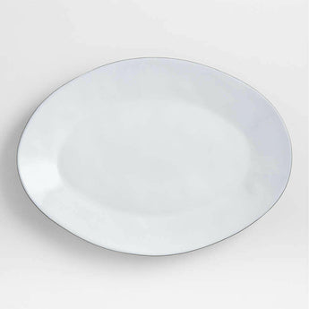 Plato grande de gres reciclado blanco Marín.