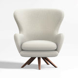 Silla Powell White Fabric Wingback Lounge Accent.