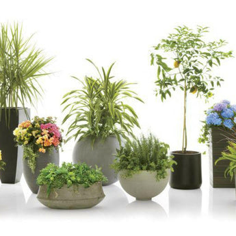 Jardinera alta de fibra de piedra Saabira.