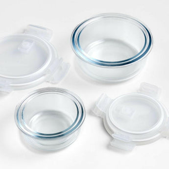 Caja y barril redondo de 8 piezas Cristal Set de almacenamiento.