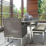 Mesa de comedor rectangular Dune con pintado Cristal.