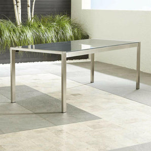 Mesa de comedor rectangular Dune con pintado Cristal.