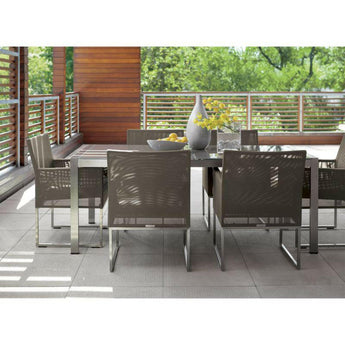 Mesa de comedor rectangular Dune con pintado Cristal.