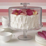 Soporte para tartas con pie y cúpula.