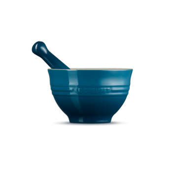 Le Creuset Mortero Verde azulado profundo.