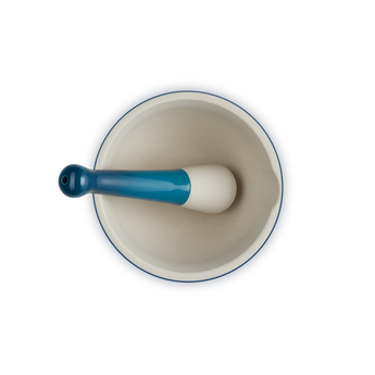 Le Creuset Mortero Verde azulado profundo.