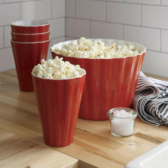 Taza de palomitas de melamina festoneada.