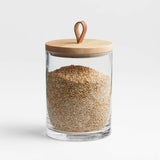 Tomos Medio Cristal Bote con tapa de madera.