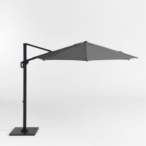 Round Cast Sunbrella® Cantilever Outdoor Patio Umbrella with Black Metal Frame