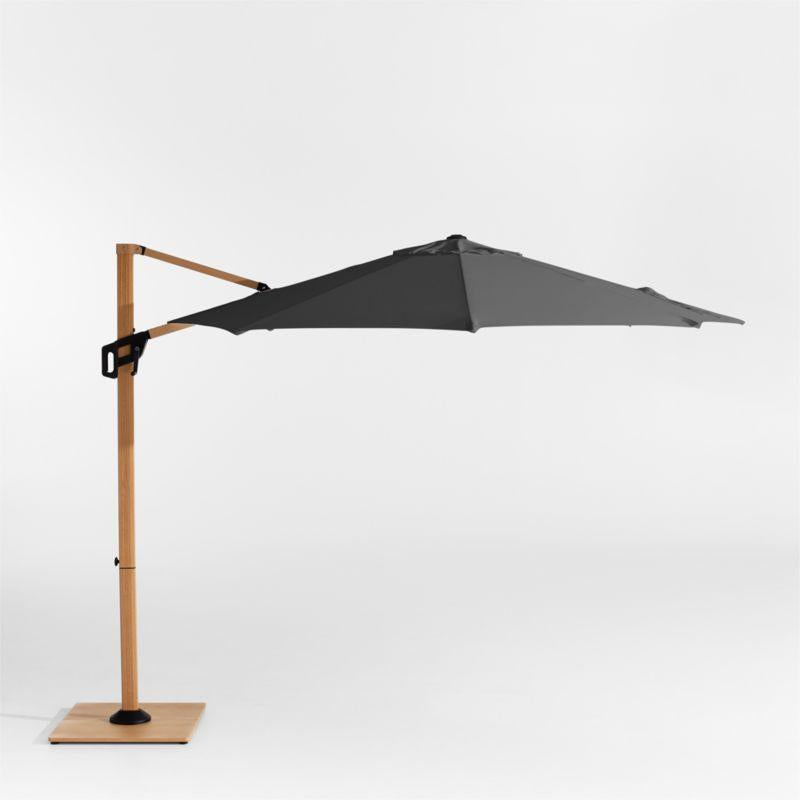 Round Canvas Sunbrella® Cantilever Outdoor Patio Umbrella with Faux Wo