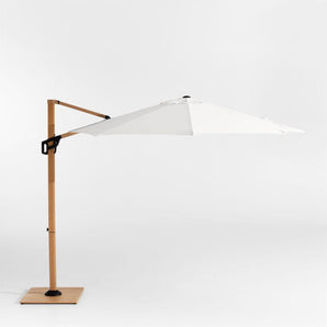 Round Canvas Sunbrella® Cantilever Outdoor Patio Umbrella with Faux Wood Metal Frame