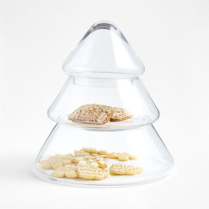 Tarro de galletas navideño de vidrio de 2 niveles