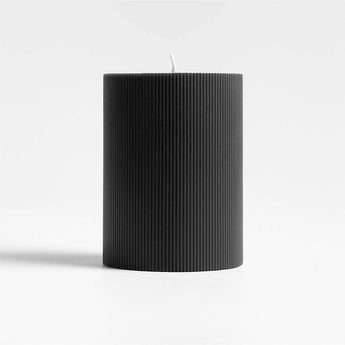 3"x4" Ribbed Black Pillar Candle.