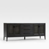 Enzo 72" Black Storage Media Console with Marble Top.